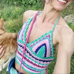 Hand crocheted halter top